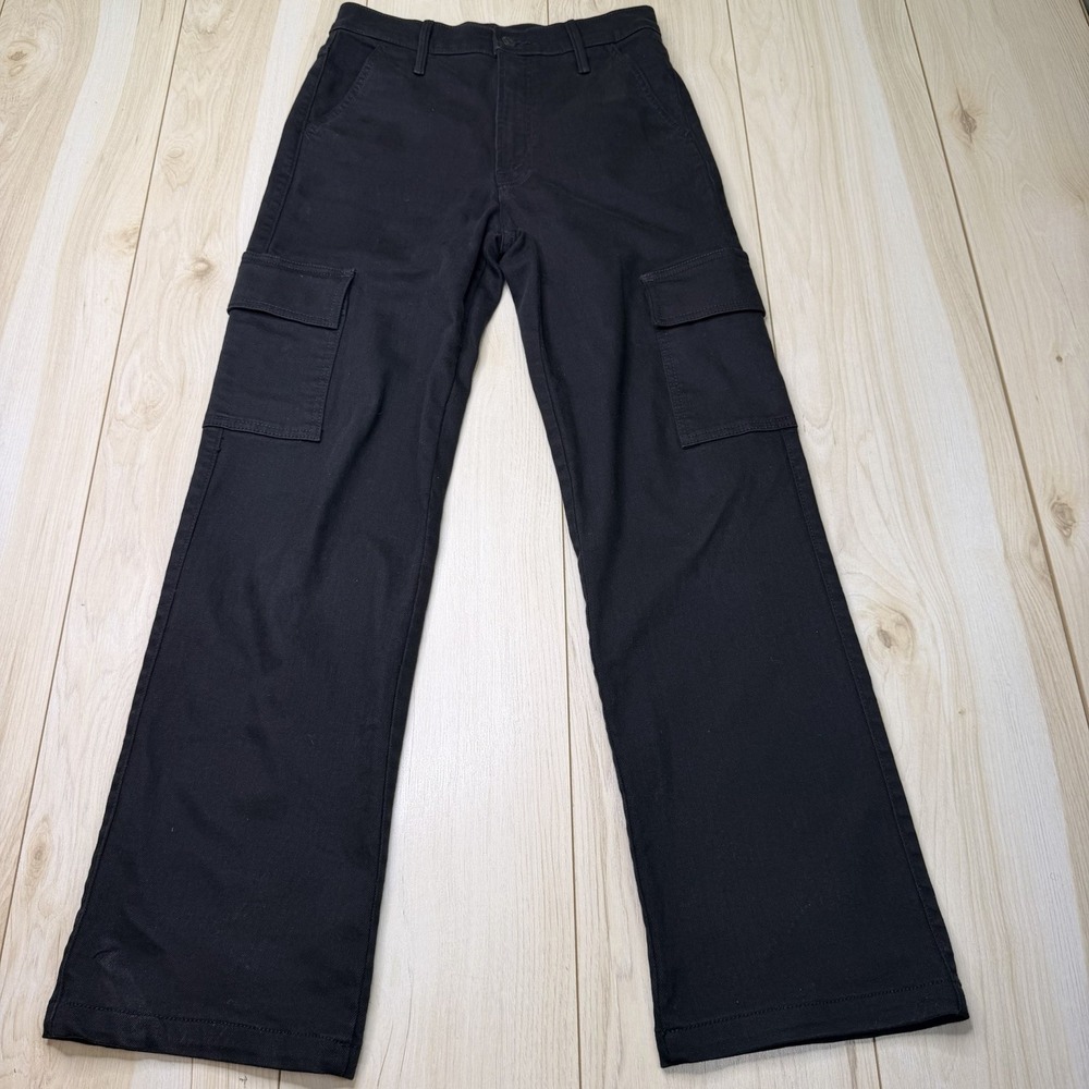 Mother Jeans Womens 27 Black The Straight Up Rambler Cargo Skimp Denim Pants